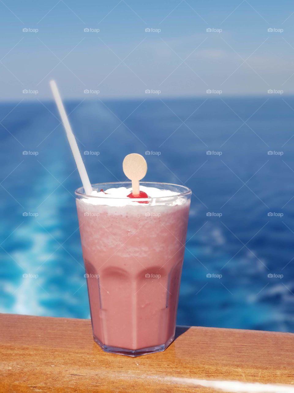 Fruit smoothie in a glass on deck of A cruise ship  g.l