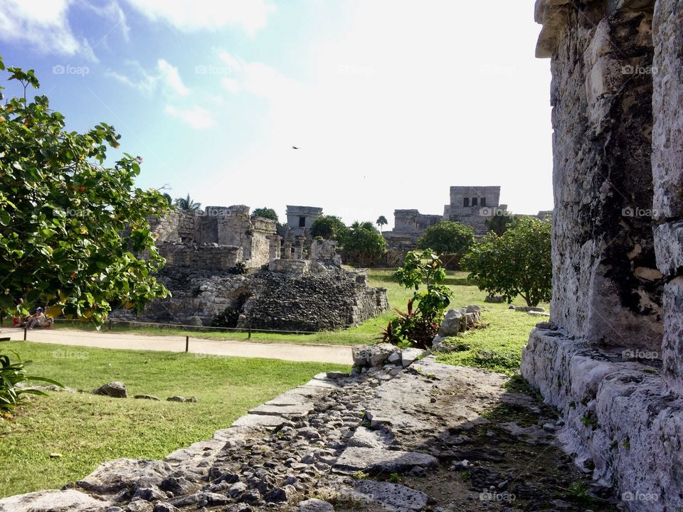 A picture taken alongside the tulum temples in Mexico