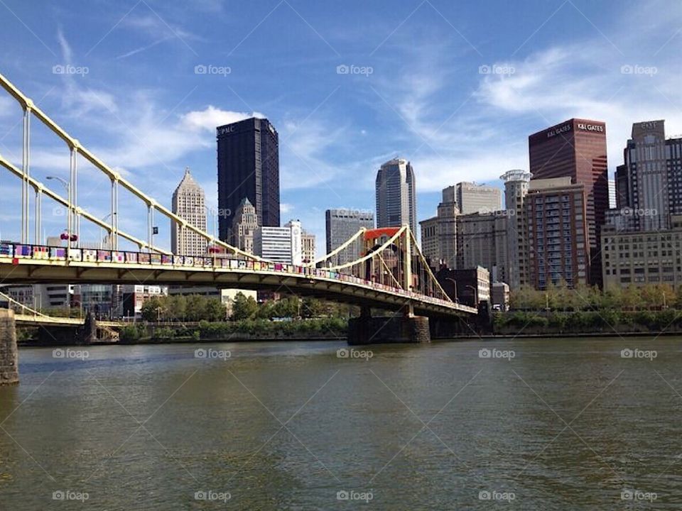 Andy Warhol Bridge in Pittsburgh. Hot, Summer day on the water!