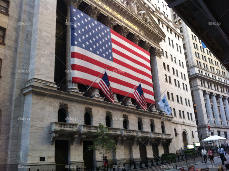 american flag wall street new york ny by Carnevale
