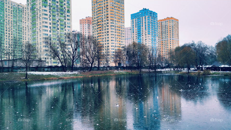 winter park landscape in the city of Kiev, Ukraine