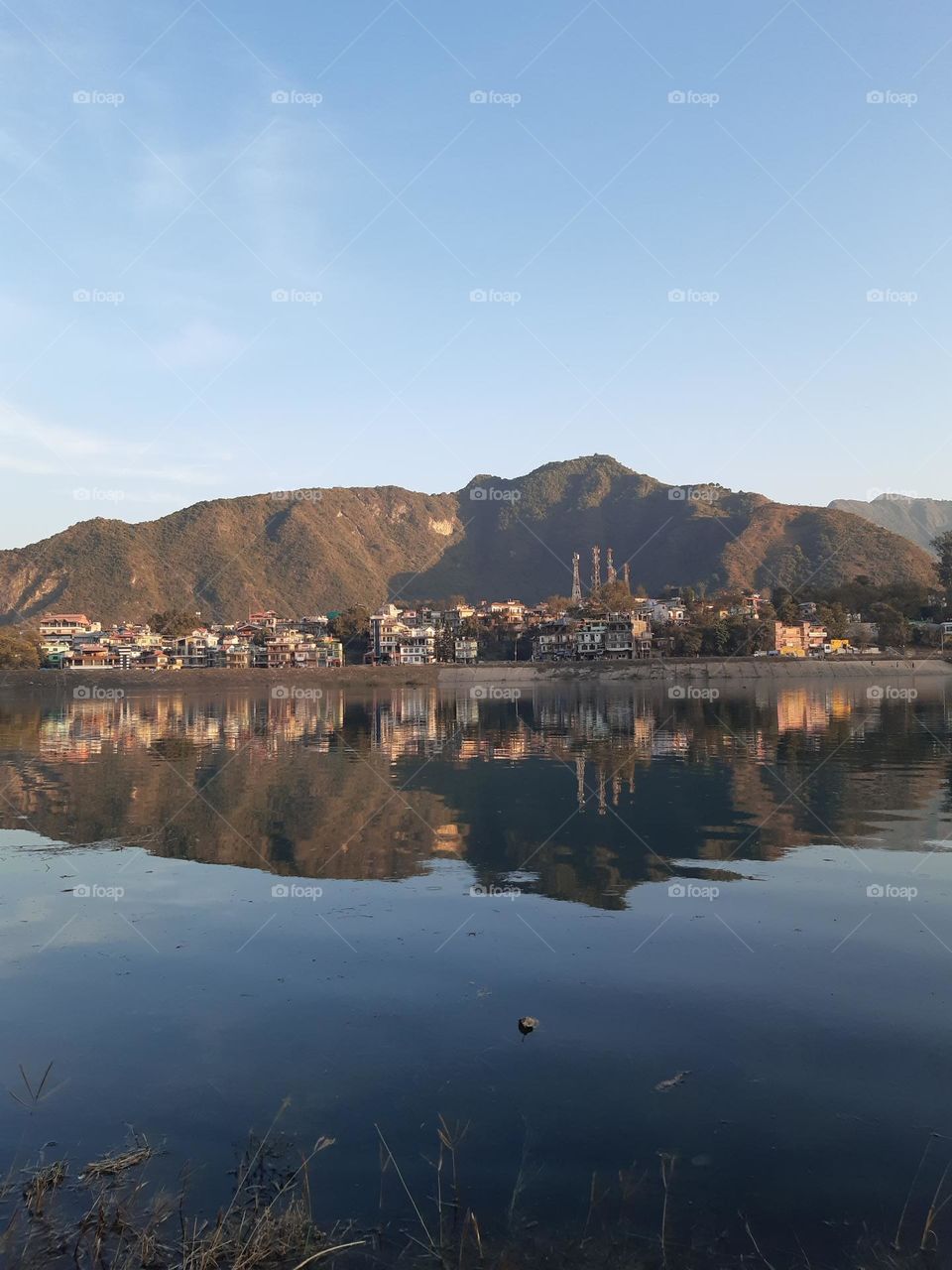 Beautiful lake side view of Himachal