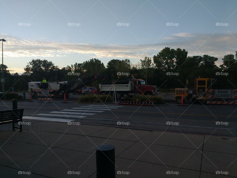 portion of mall parking lot being resurfaced.