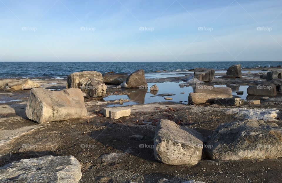 Lake Michigan Shore with "Stonehenge" Boulders 