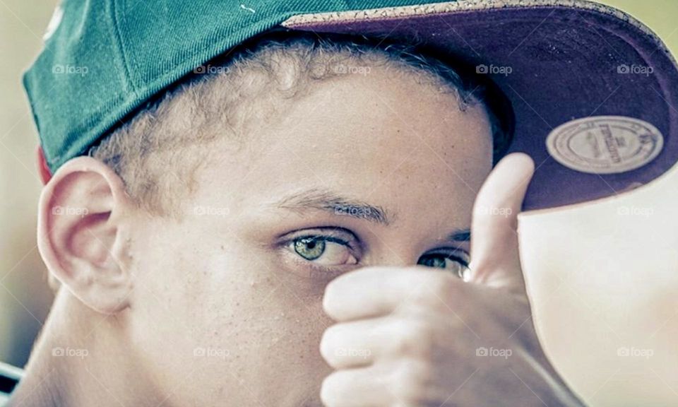 Portrait of a boy with green eyes