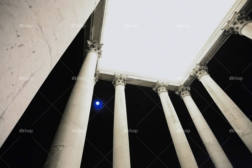 Moon though columns 