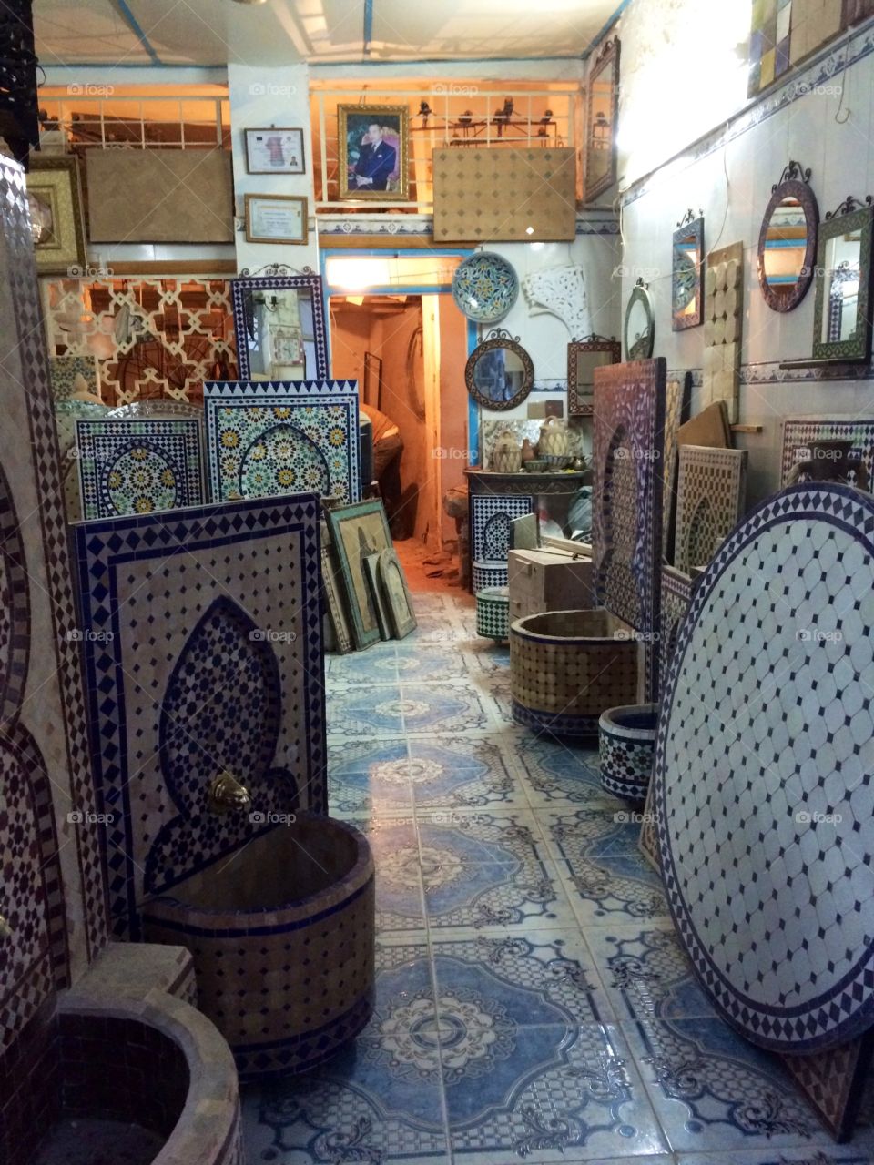 Traditional tile shop in Tangier, Morocco 