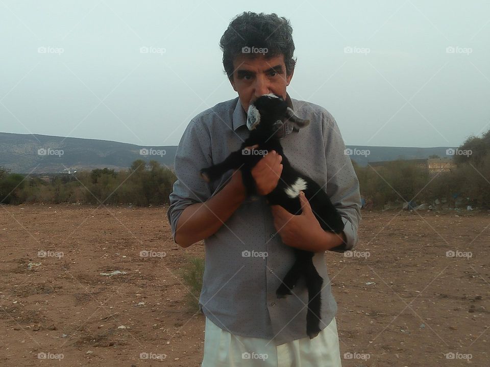 I m kissing a baby goat.