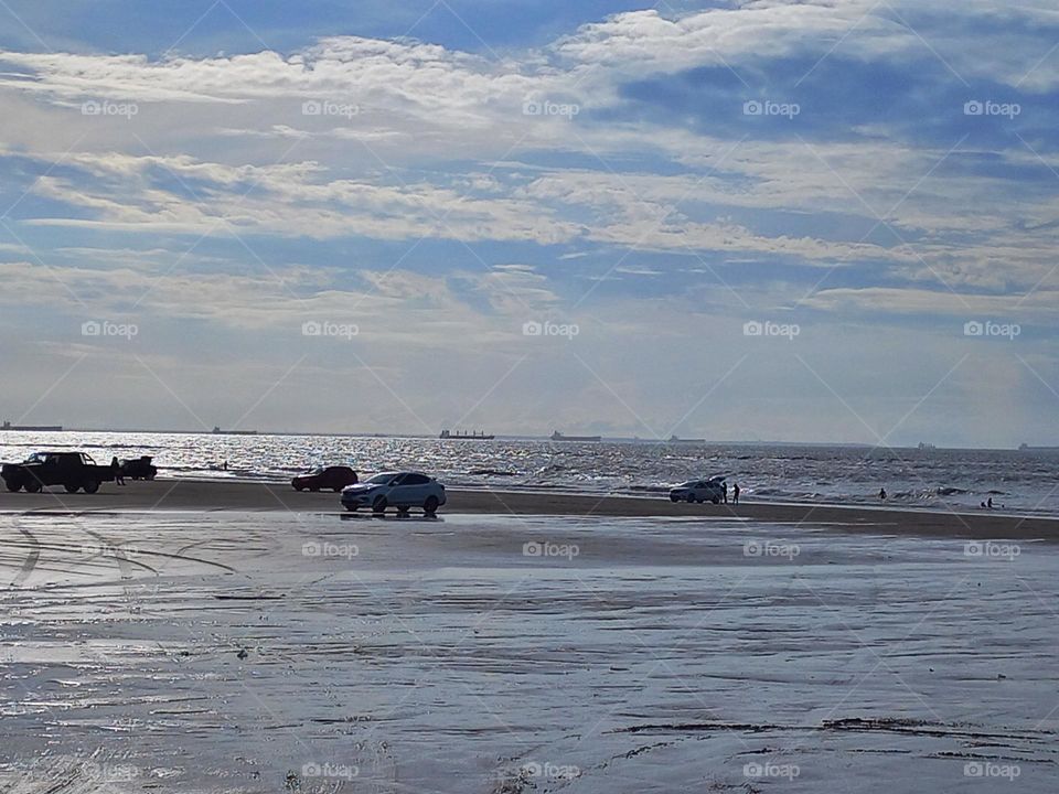 Brazilian beach With cars on a sunny day