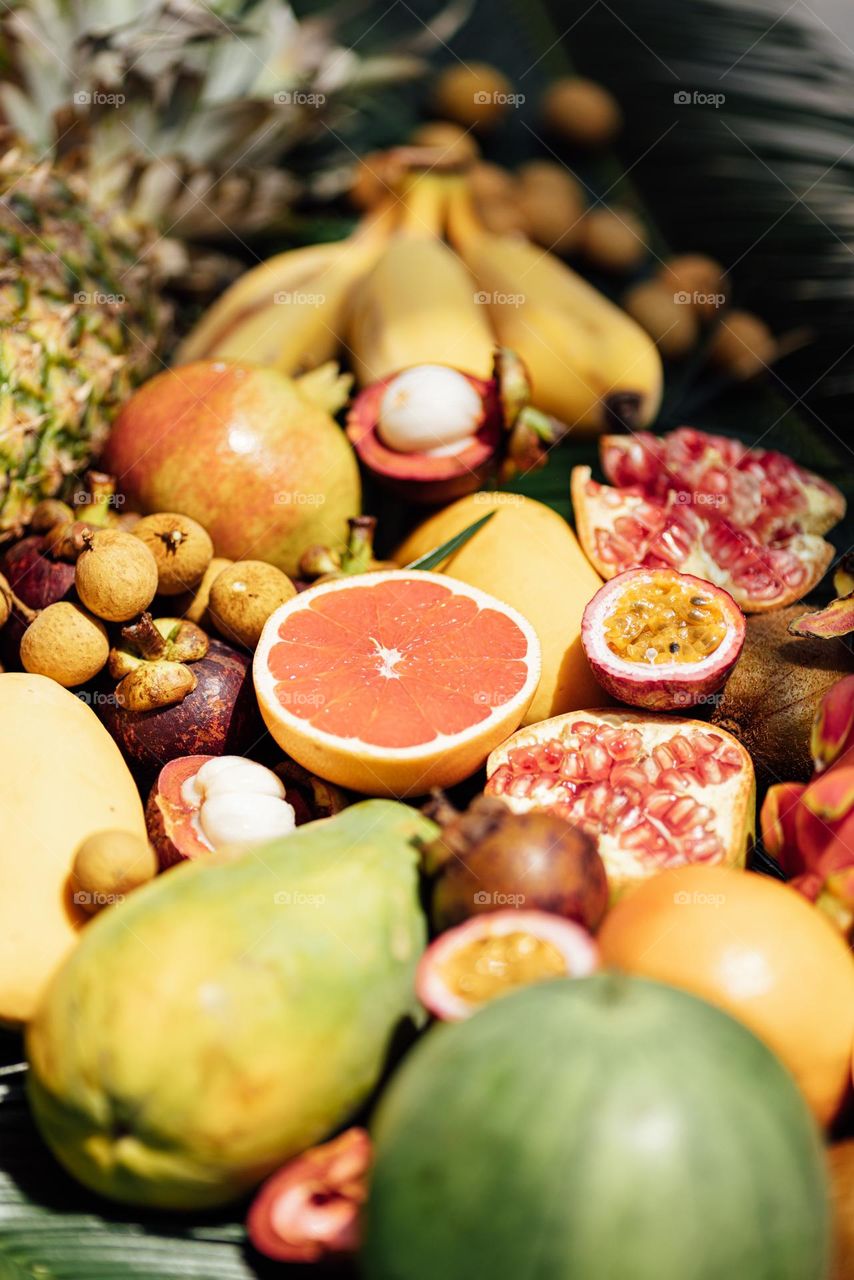 Assortment of exotic fruits 