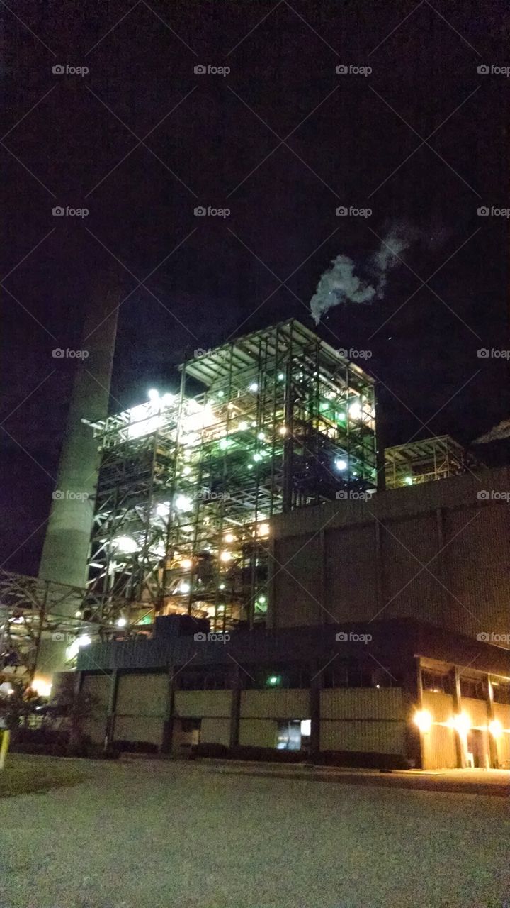 power plant at night. night shot at plant