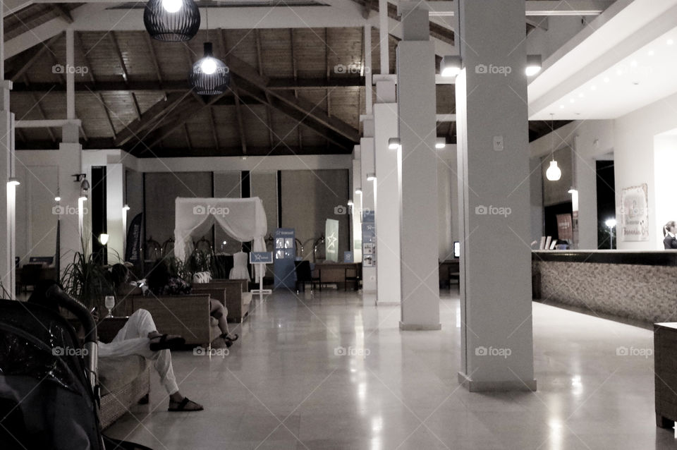 lobby resting and waiting for help