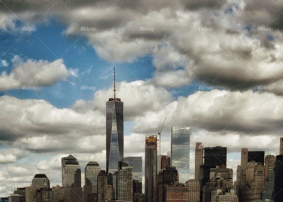Cloudy Manhattan skyline