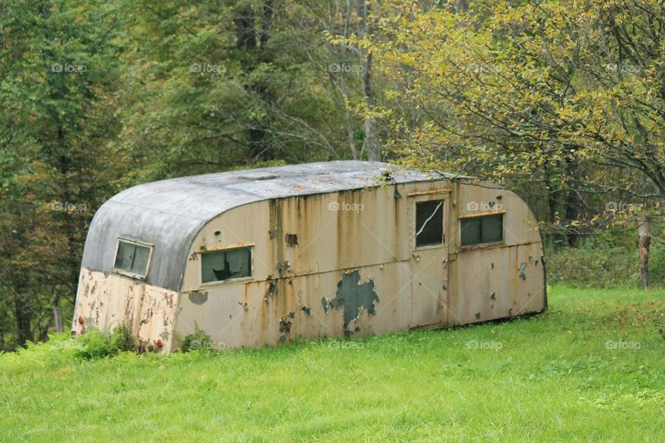 old metal camper