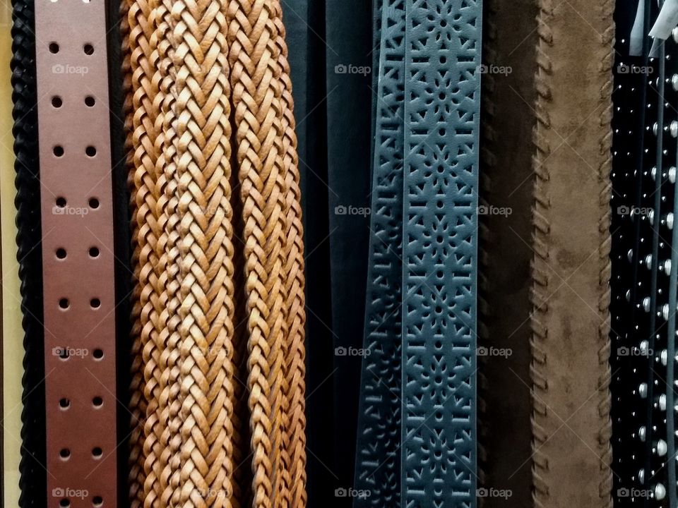 belts displayed for sale