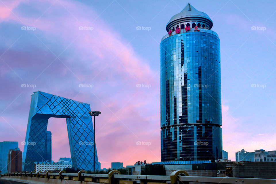 Sunset Over Central China TV Building,  Beijing.