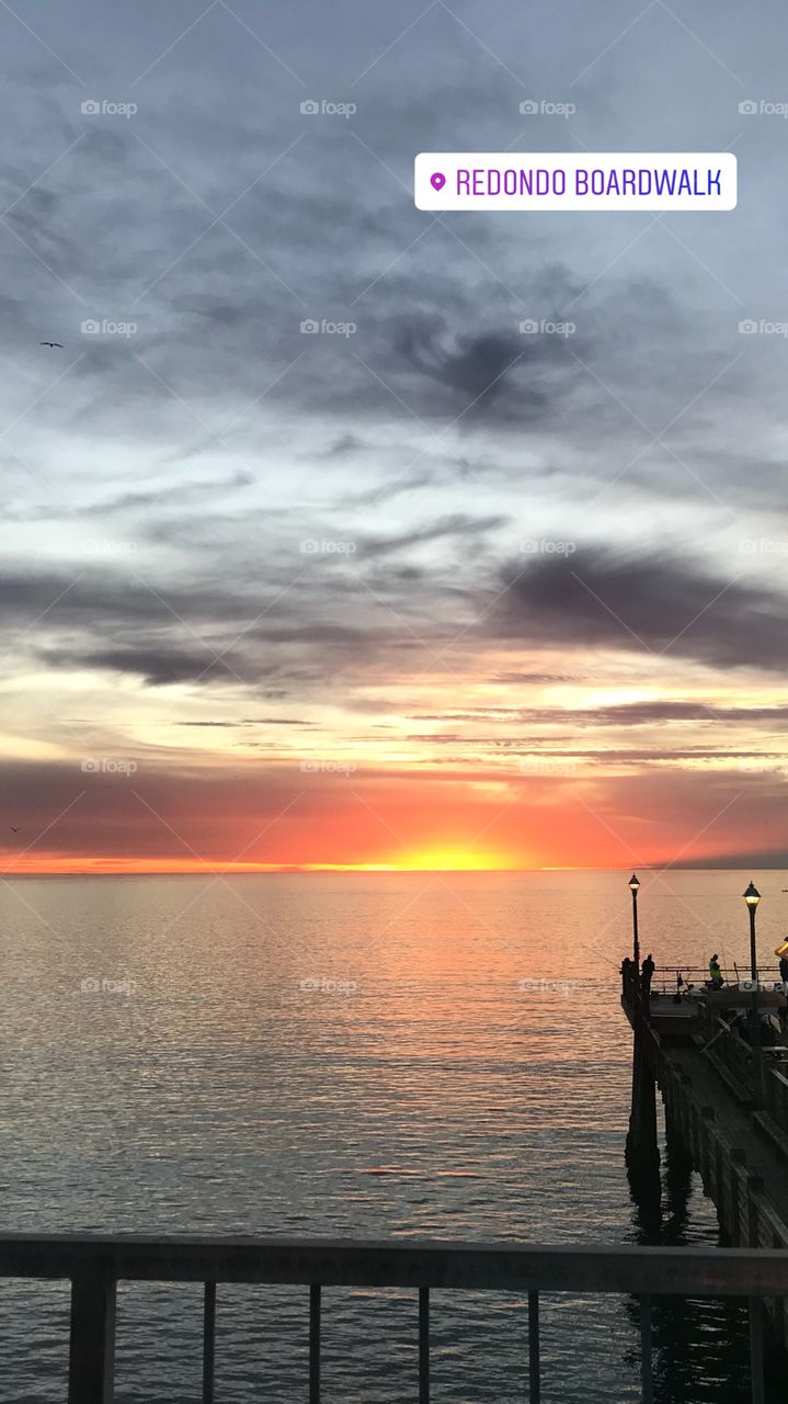 Beautiful sunset on the pier