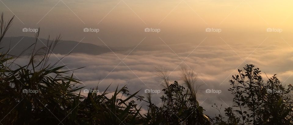 Beautiful soft cloudscap and mountain for background.