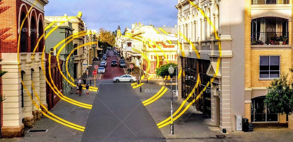 Painting the town yellow! street art in Fremantle, Western Australia.
