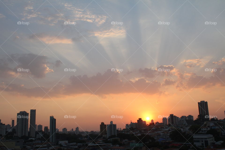 Silhouette of buildings during sunset