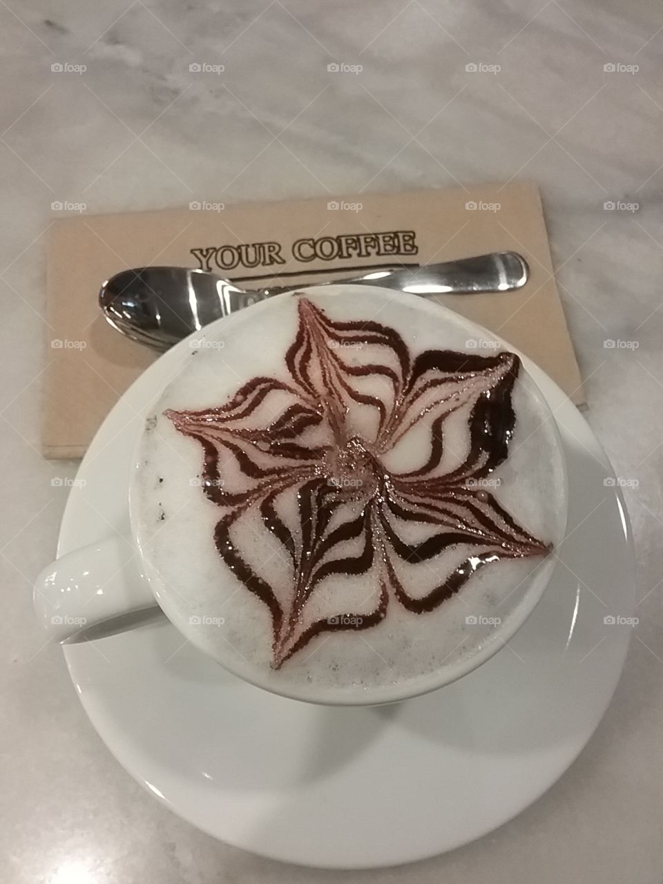 Your coffee & My hot chocolate.