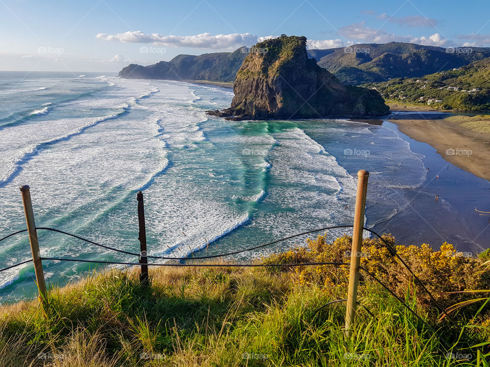 piha beach near sunset time