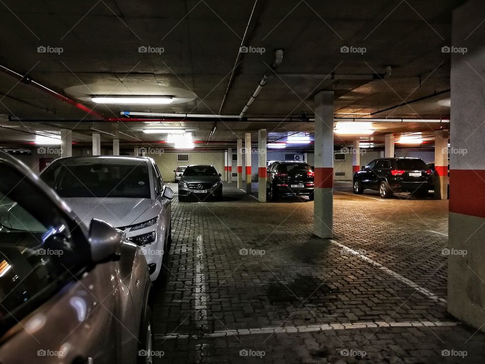 Underground parking... Industrial feel.