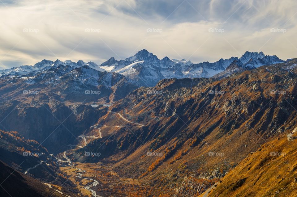 mountain pass in the swiss alps
