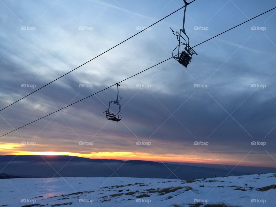 View of ski lift in winter