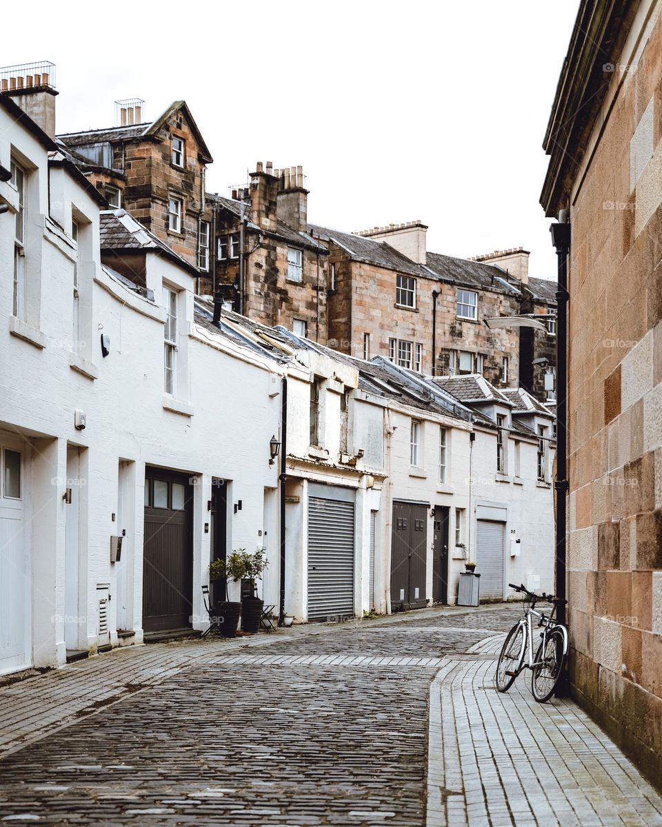 Beautiful lane of white houses 