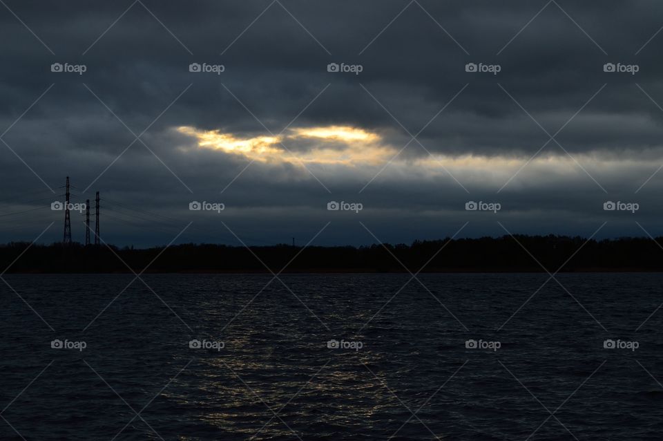 beautiful sunset on the big river