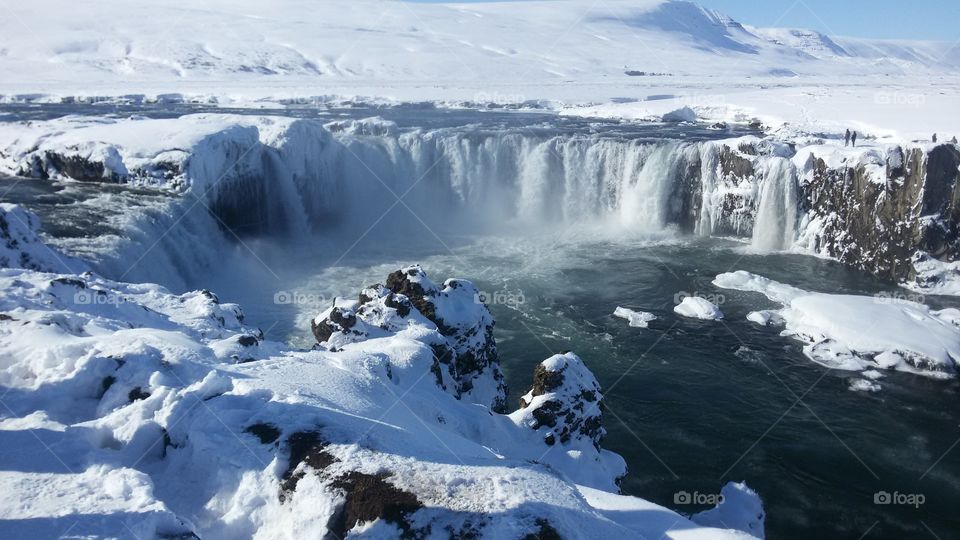 Massive icy waterfall in Iceland