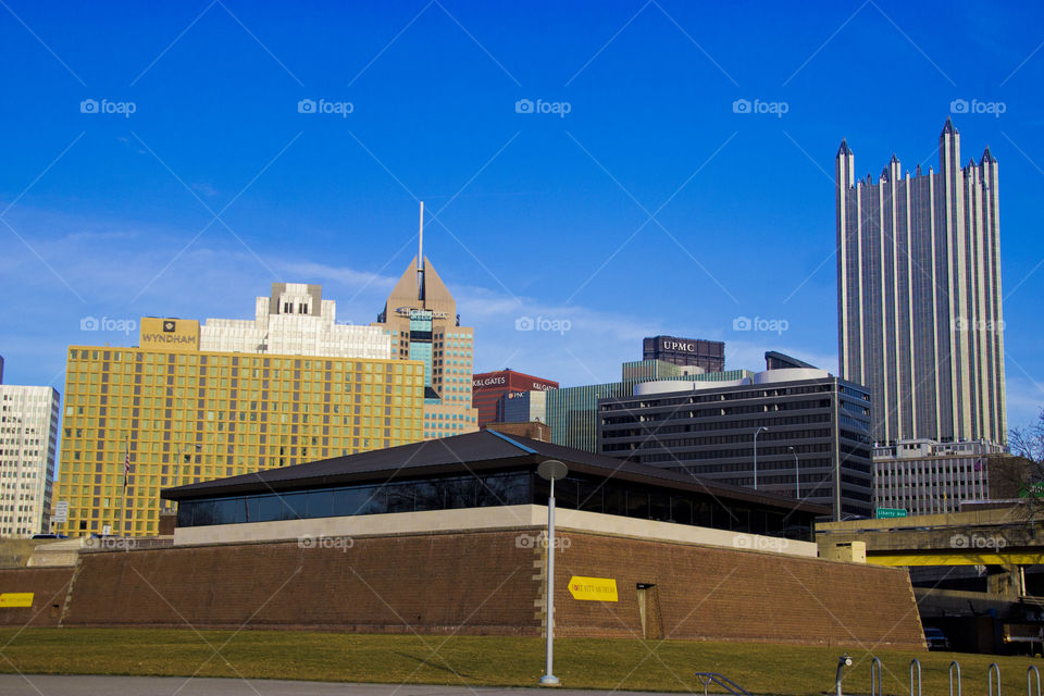 Pittsburgh downtown, blue sky