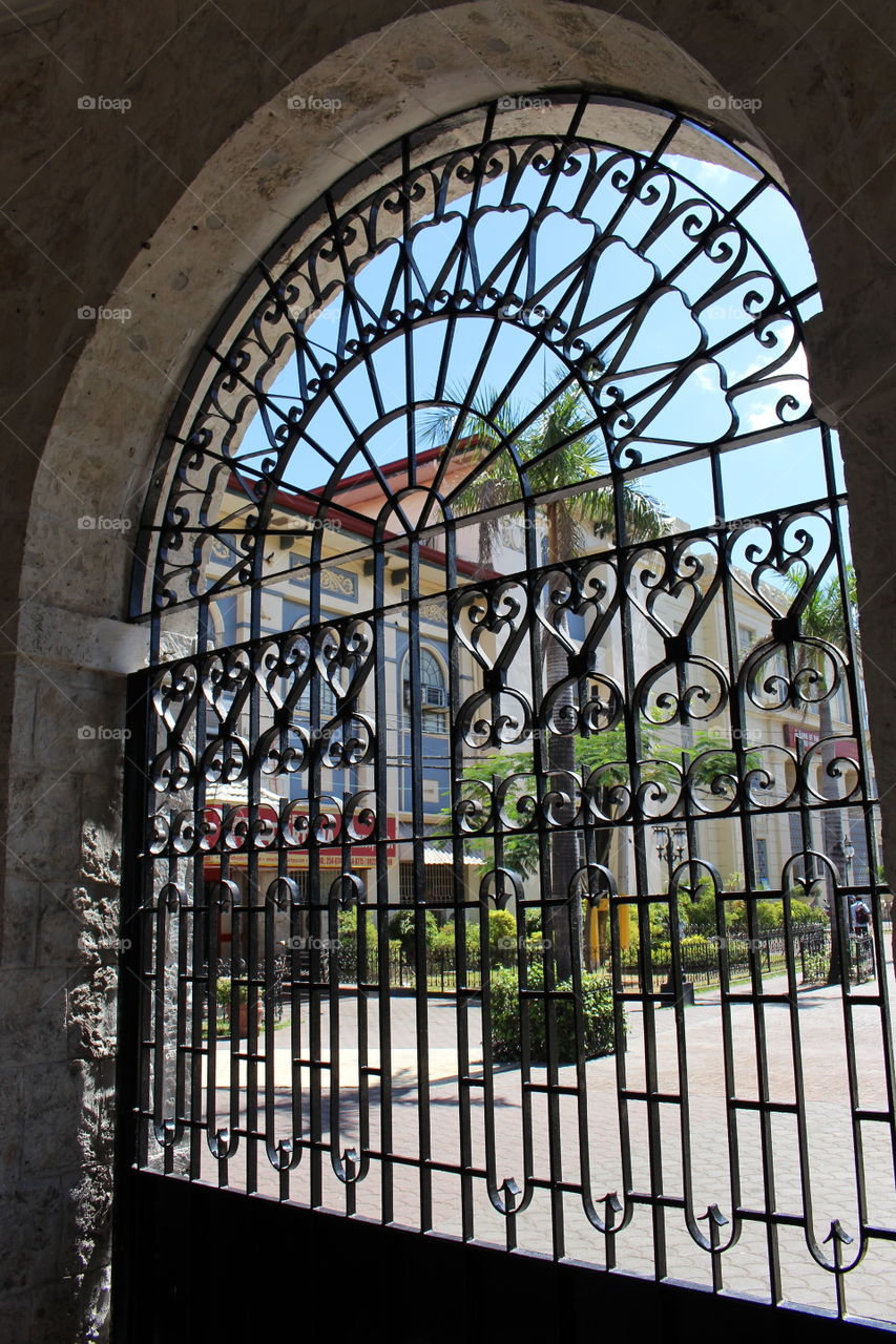 Wrought Iron gate at Magellan's Cross Chapel Cebu City Philippines 
