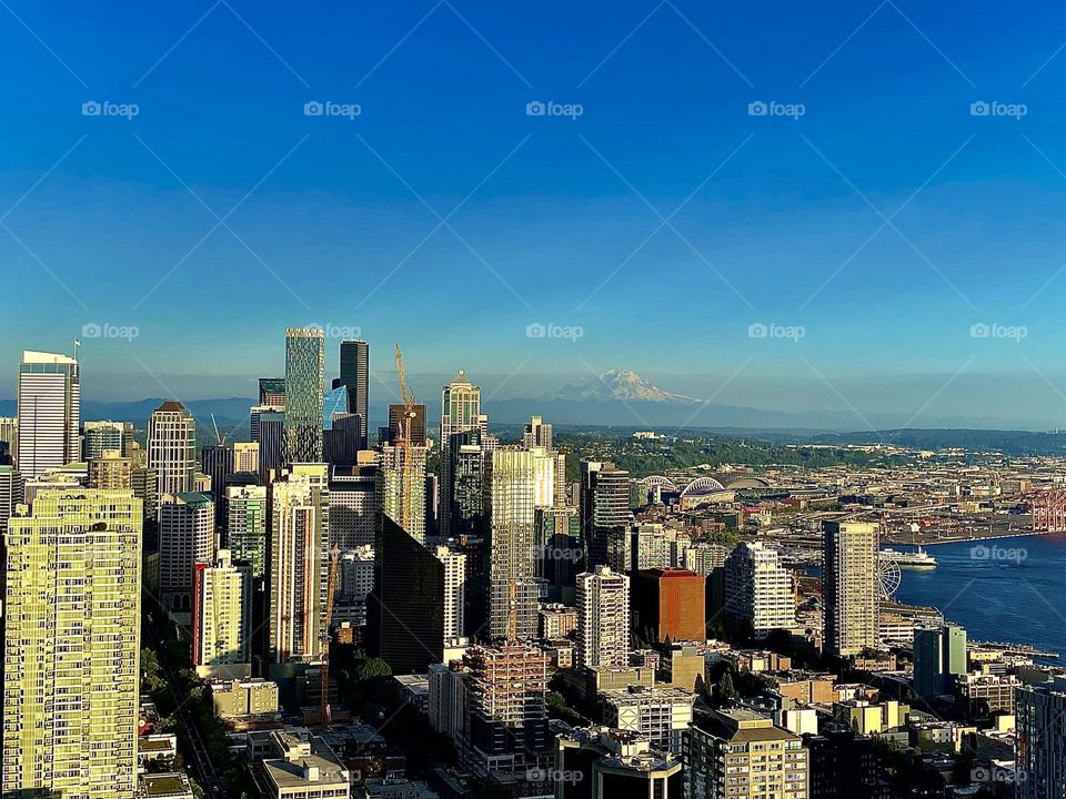 Sunset in Downtown Seattle, Washington 