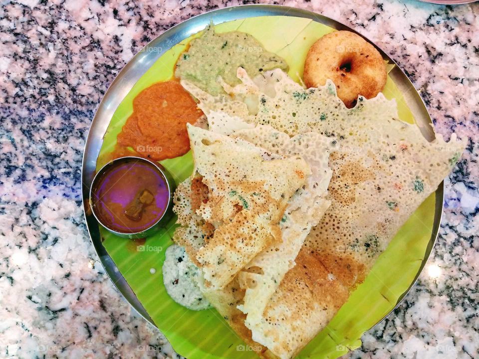 south indian dish sambhar dosa