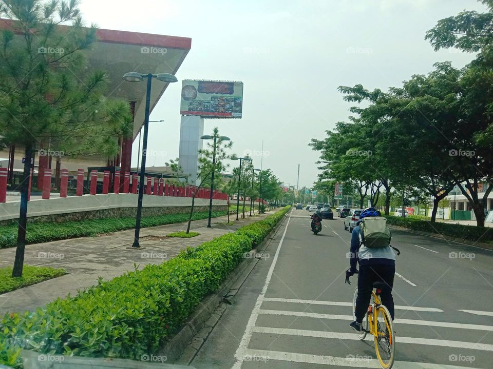 Cyclist on city street