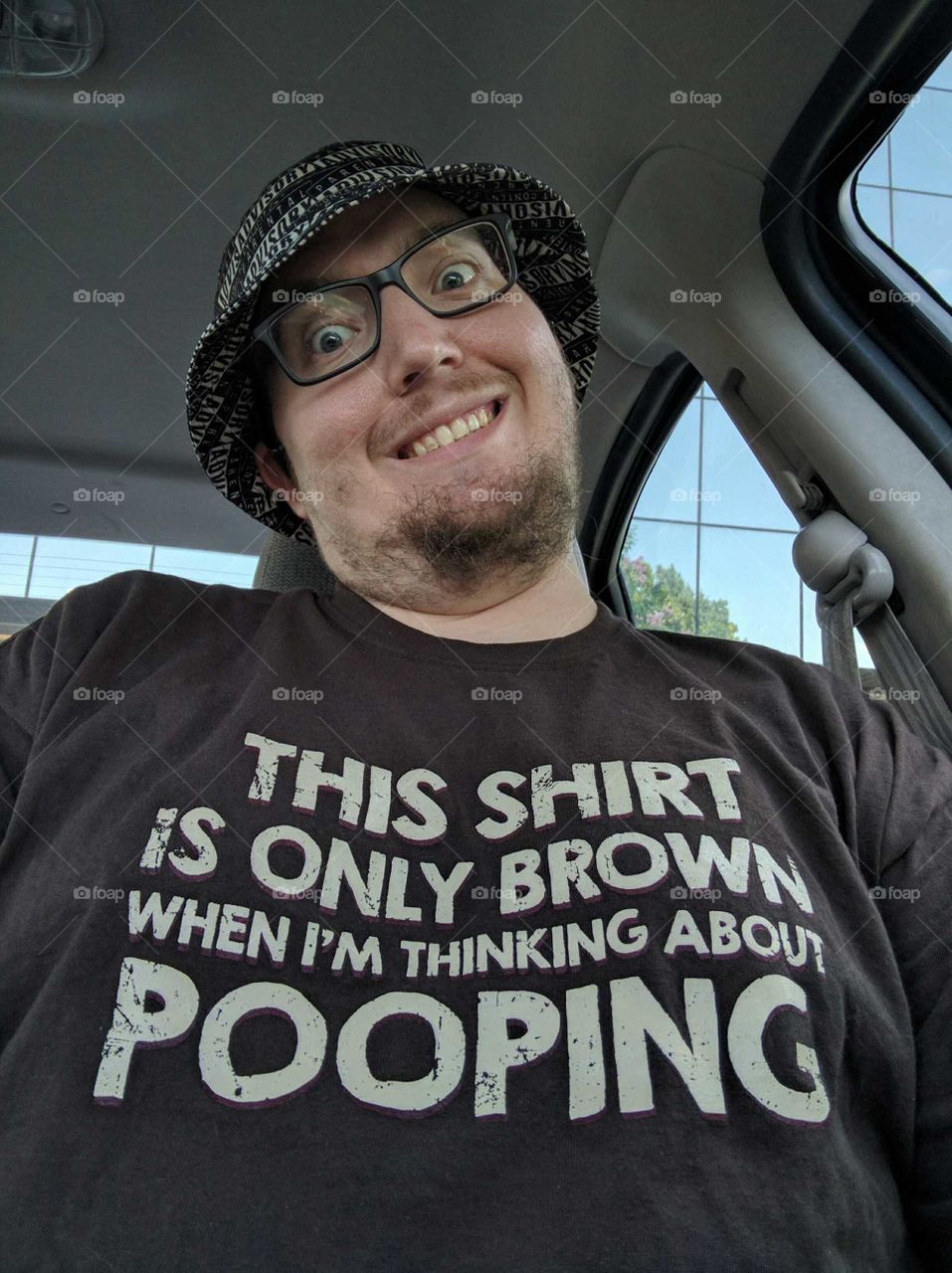 goofy selfie in a goofy shirt