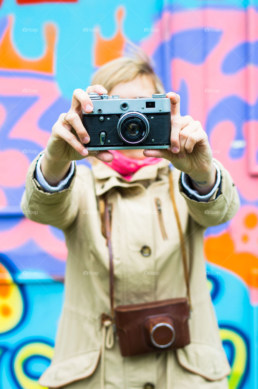 girl with retro camera