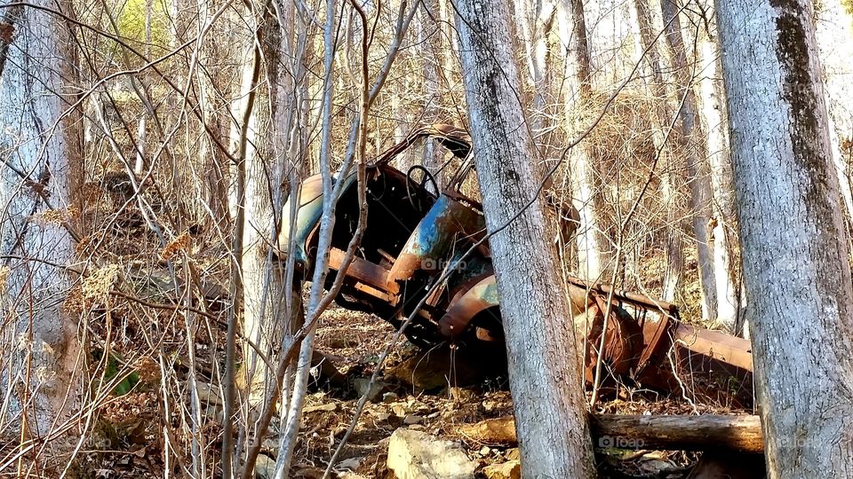 long ago abandoned truck in the woods in Amicalola state park, Georgia