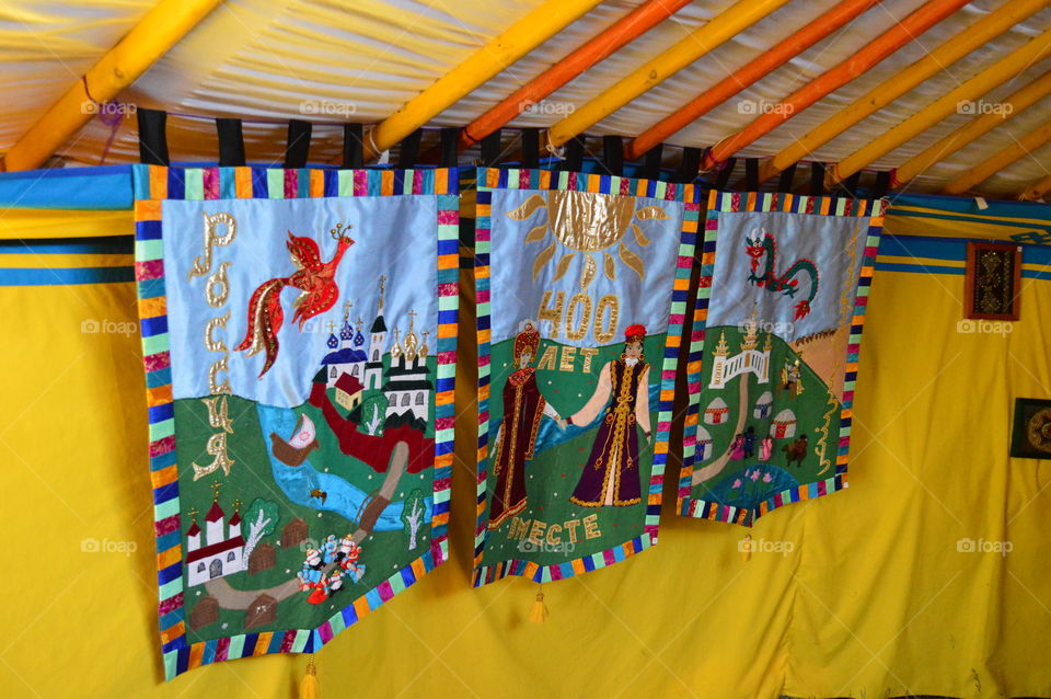 view inside the yurt. history of the people of Kalmykia