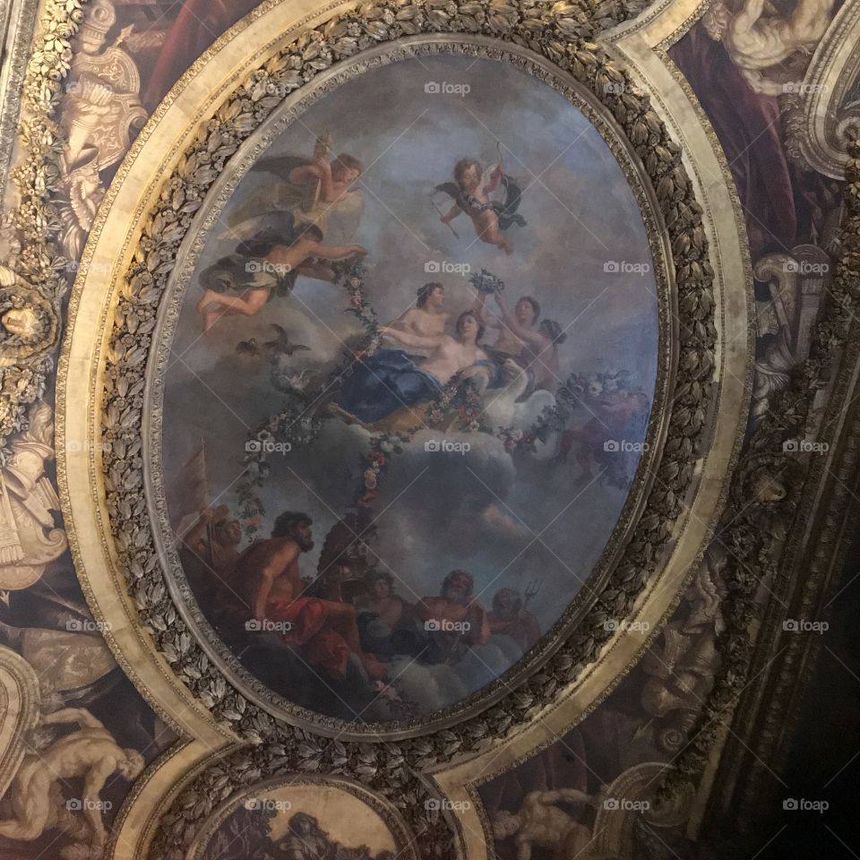 View of the picture of King Louis time at Palace of Versailles Paris