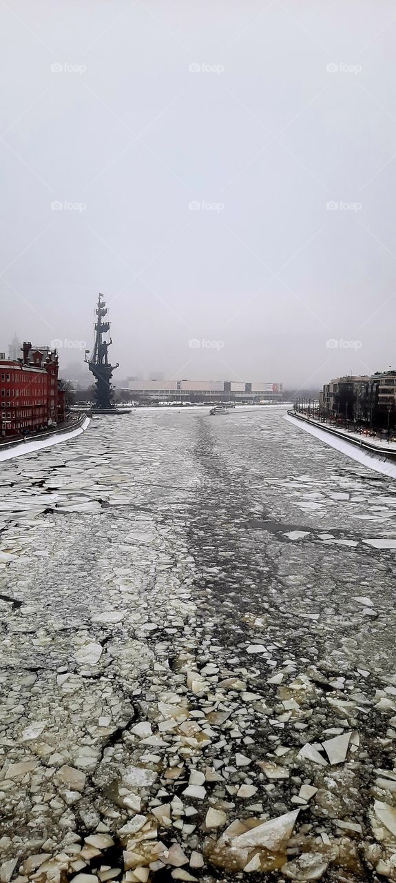 Ice on the Moscow river