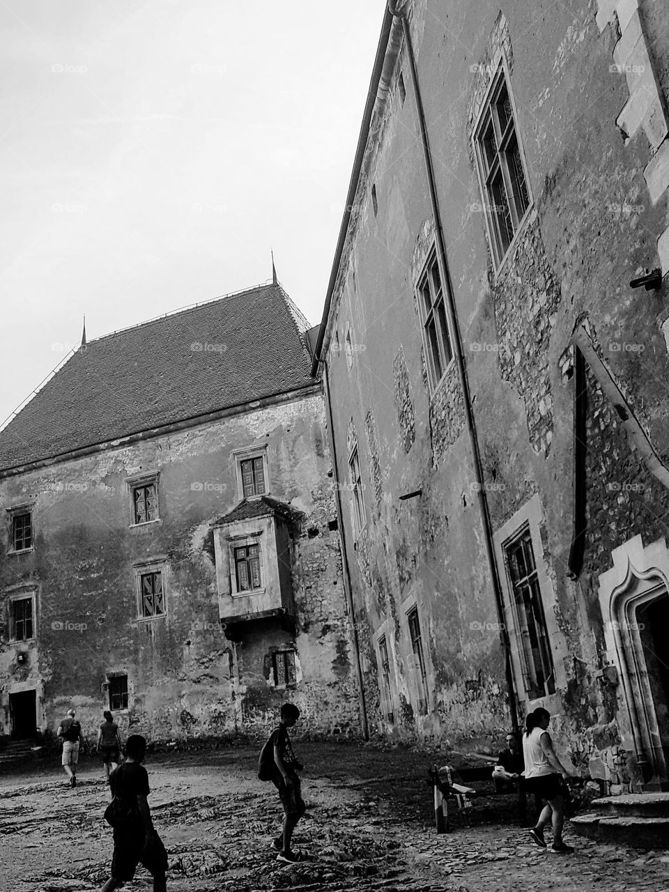 the castle courtyard