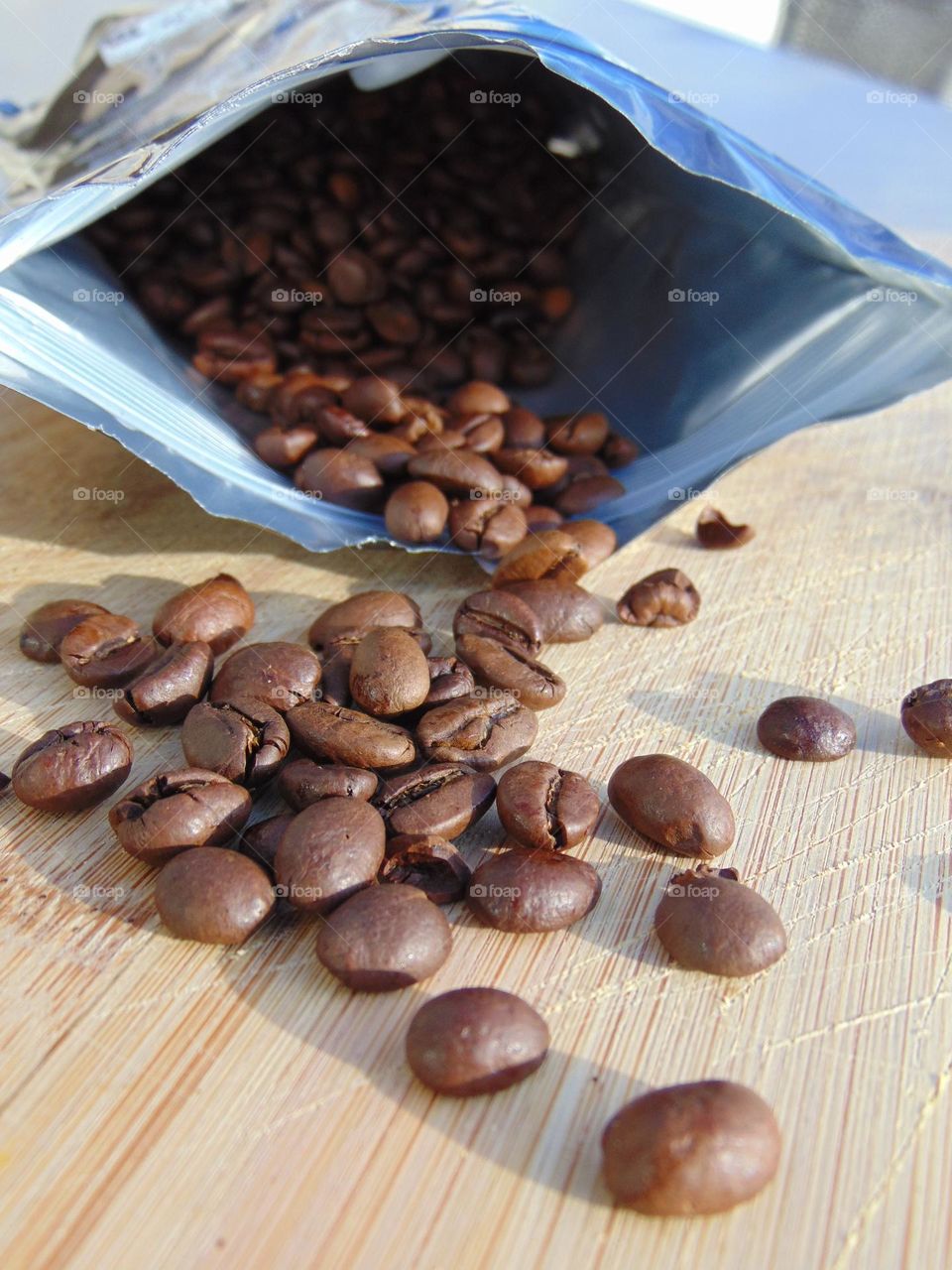 Authentic coffee beans from the bag
