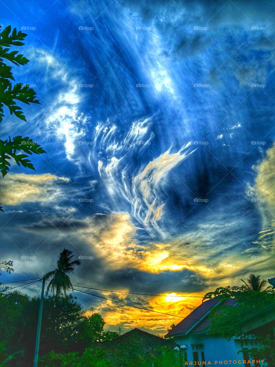 village view in the evening