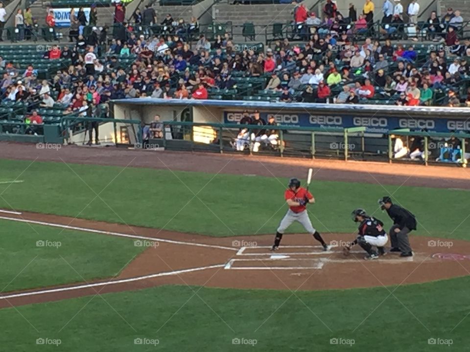 Indianapolis Indians at bat vs. Rochester Red Wings
Frontier Field