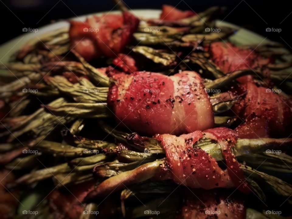 Bacon Wrapped Green Beans Ready to Serve