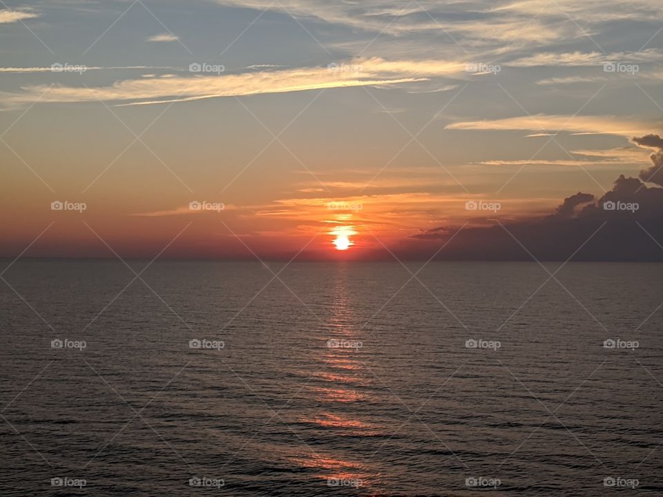 Water reflecting sunset