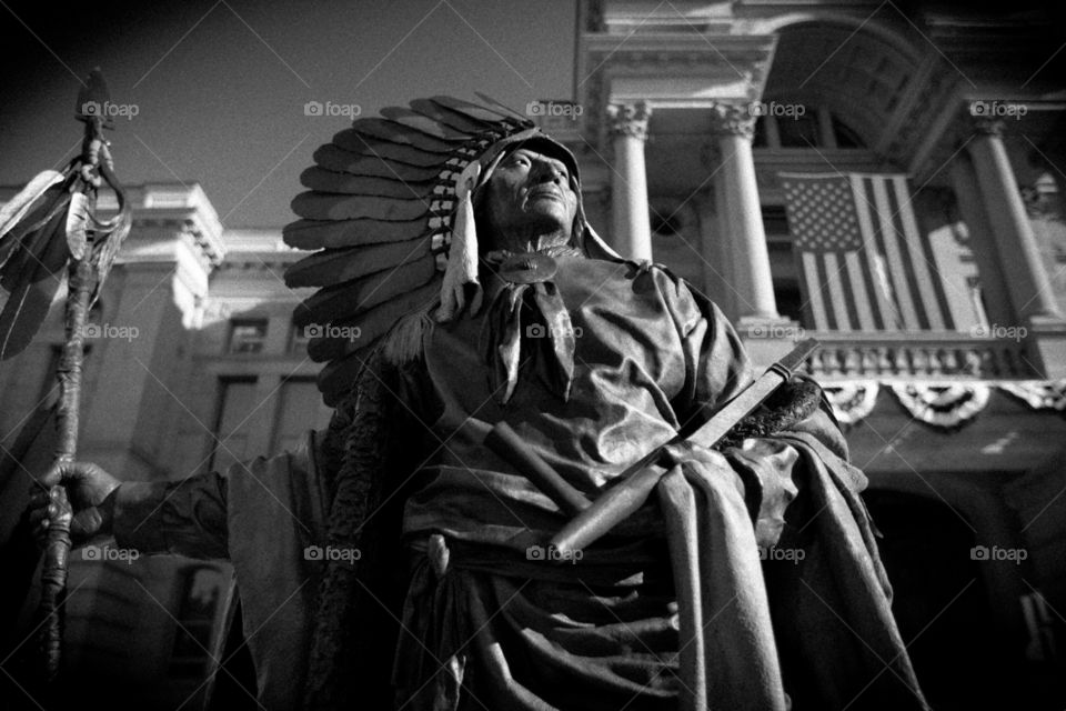 Chief Washakie Monument . Chief Washakie monument outside the Wyoming State Capitol in Cheyenne, Wyoming.